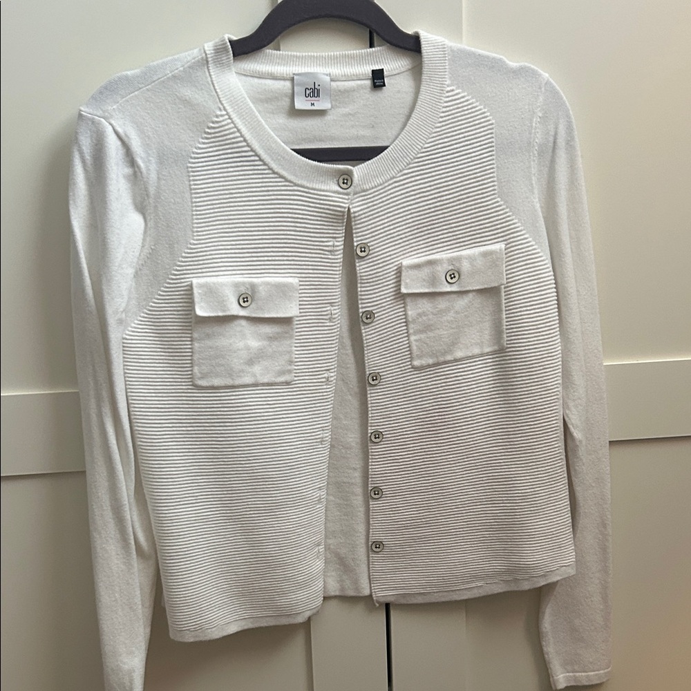 CAbi Women's Cream Button-Up Cardigan